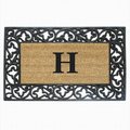Nedia Home Nedia Home 18014H Acanthus Border 22 x 36 In. Rubber-Coir Doormat - Monogrammed H 18014H